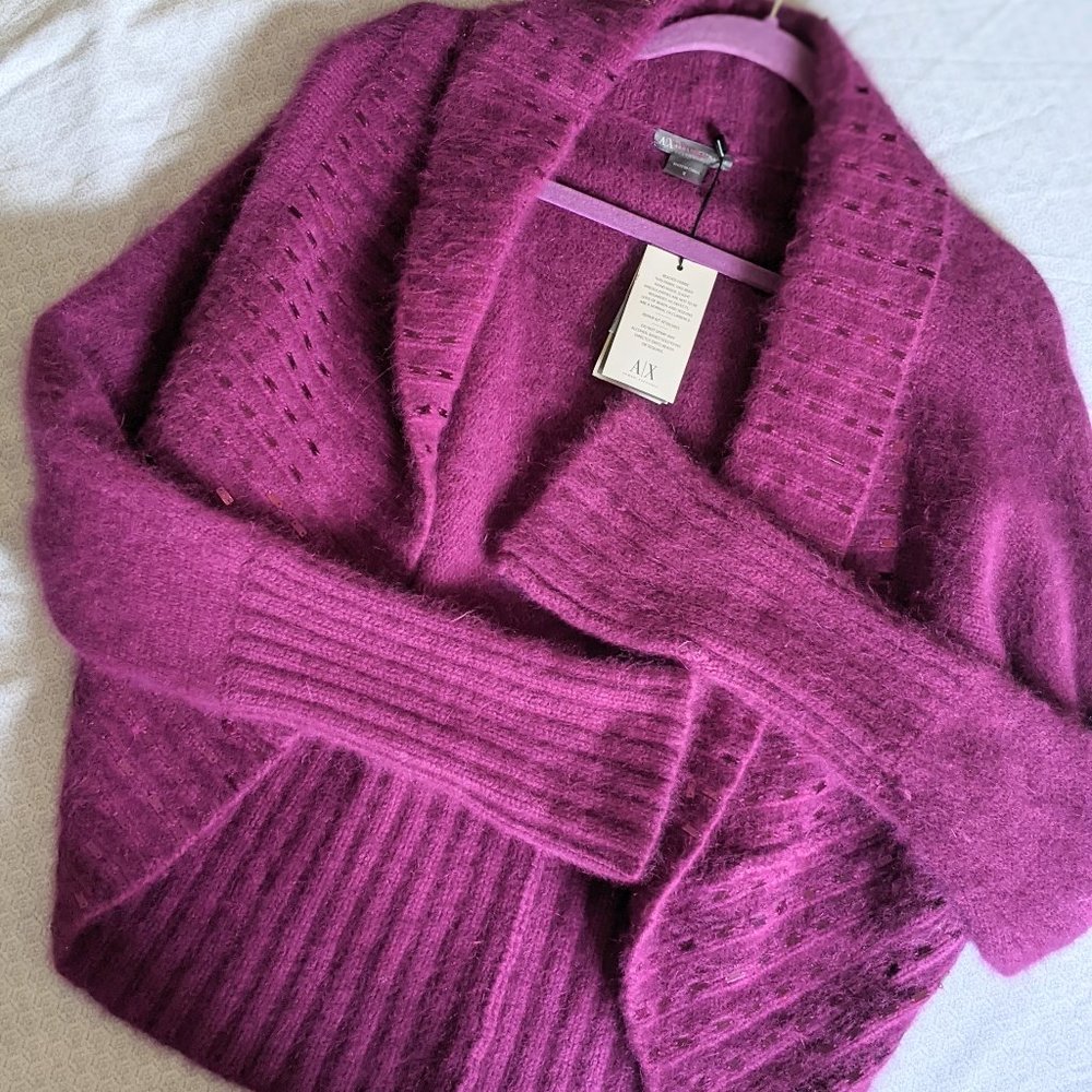 Armani Exchange Waffle Shawl Berry Color (Sm)